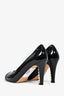 Pre-loved Chanel™ Black Patent Leather Round Toe Pearl Detail Heels Size 38