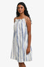 Zimmermann White/Blue Cotton Eyelet Floral Sleeveless Mini Dress Size 1