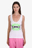 Gucci White/Green Cotton Ribbed Logo Tank Top Size XXS