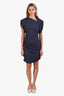 Isabel Marant Purple Cotton Cinched Detail Short Sleeve Mini Dress Size 40