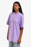 Balenciaga 2021 Purple Logo Embroidered Short Sleeve T-Shirt Size XS