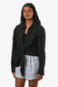 Jacquemus Le Papier Black Cotton Long Sleeve Faux Wrap Top Size 38