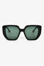 Gucci Black Oversized Green GG Sides Sunglasses