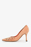 Manolo Blahnik Peach Suede Laser Cut d'Orsay Pumps Size 38