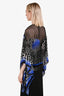 Roberto Cavalli Blue/Black Silk Patterned Sheer Blouse Size 40
