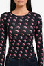 Marine Serre 2019 Black/Pink All Over Moon Long-Sleeve Top Size S