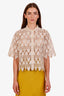 Frame Cream Lace Sheer Button Up Shirt Size M