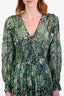 Ba&sh Green Metallic Print Maxi Dress Size L