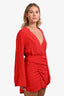 L'Academie Red V-Neck Long Sleeve Tie Mini Dress Size M
