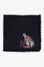 Fendi Black Silk Wool Karl Lagerfeld Detailed Scarf