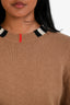 Burberry Brown Cashmere Trim Detailed Sweater Size S