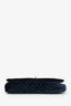 Miu Miu Navy Velvet Matelasse Crystal Flap Shoulder Bag With Strap