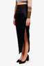 Balenciaga Black Silk Wool Textured Midi Skirt Size 34