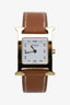 Hermès Gold-plated Steel Chestnut Leather Strap Small Model Heure H Watch