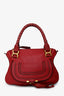 Chloe Red Leather Small Marcie Shoulder Bag with Strap