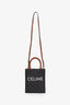 Celine Brown Leather Canvas Mini Triomphe Vertical Cabas Tote With Strap