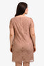 Burberry Peach Cotton Lace Short Sleeve Midi Dress Size 10 US
