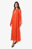 Gucci Orange Silk Pleated L S Oversized Maxi Dress Size 40