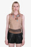 Dries Van Noten Blush Silk Crystal Embroidered Sleeveless Top Size S