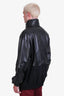 Gucci Black Leather Web Detail Bomber Jacket Size 52 Men's