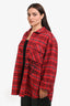 Off-White Red/Multicolour Cotton Plaid Graffiti Logo Print Flannel Size L