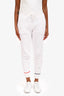 Thom Browne White Cotton Ribbed Red/Navy Stitch Joggers Size 38