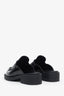Prada Black Leather Logo Plaque Mule Loafers Size 35
