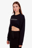 Off-White Black Cropped Crystal Embellished Logo Sweatshirt Size XS