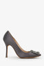 Manolo Blahnik Grey Satin Hangisi Heels Size 36.5