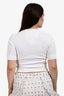 Gucci White Ribbed Cotton Short Sleeve Half Buttoned Top Size M
