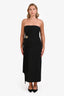 Acler Black Strapless Silver Pleat Detail Midi Dress Size 6 US