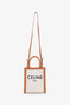 Celine Brown/Beige Canvas Vertical Mini Cabas Tote with Strap