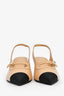 Pre-loved Chanel™ Beige/Black Leather Cap Toe CC Heels Size 37.5