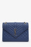 Saint Laurent Blue Grained Leather Small Envelope Bag