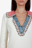 Gucci Cream Beaded Long Sleeve Tunic Silk Cotton Dress Size 42