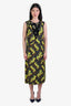 Dries Van Noten Green Multicolour Embellished Sleeveless Side Slit Midi Dress Size 38
