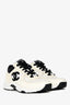 Pre-loved Chanel™ White/Black Interlocking CC Logo Leather Sneakers Size 37.5