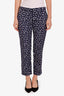 Pantalon Prada bleu marine et blanc en nylon à motifs, taille 42