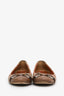 Gucci Brown/Multicolour Leather and GG Raffia Horsebit Ballet Flats Size 39