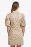 Birgitte Herskind Yellow Multicolour Floral Puff Sleeve Button Down Mini Dress Size 36