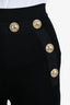 Balmain Black Gold Button Detail Wide Leg Trousers Size 34