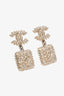 Pre-loved Chanel™ Gold Tone Crystal CC Square Drop Earrings