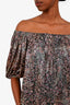 Ba&sh Purple Patterned 'Gustave' Off The Shoulder Top Size S