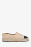 Pre-loved Chanel™ Nude/Black Leather Captoe CC Espadrilles Size 37