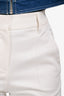 Brunello Cucinelli White Cotton Tapered Monili Detail Trousers Size 2
