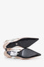 Prada Beige/White Leather Triangle Logo Slingback Heel Size 39