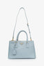 Prada Blue Saffiano Leather Small Double Zip Tote Bag With Strap