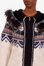 Prada Cream/Black Wool Alpaca Fair Isle Knit Zip-Up Coat Size 44