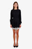 Alessandra Rich Black Silk Lace Mini Long Sleeve Dress Size 36