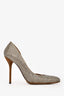 Gucci Brown Suede Silver Crystal Embellished Heels Size 38